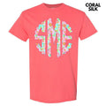 Pink Blossoms Monogram Gildan Short Sleeve T-Shirt 'NLB' Hoodie, Sweatshirt | PureTeeCo.com