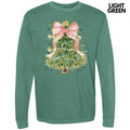 Pink Bow Christmas Tree Long Sleeve Comfort Colors T-Shirt 'NLB' Hoodie, Sweatshirt | PureTeeCo.com