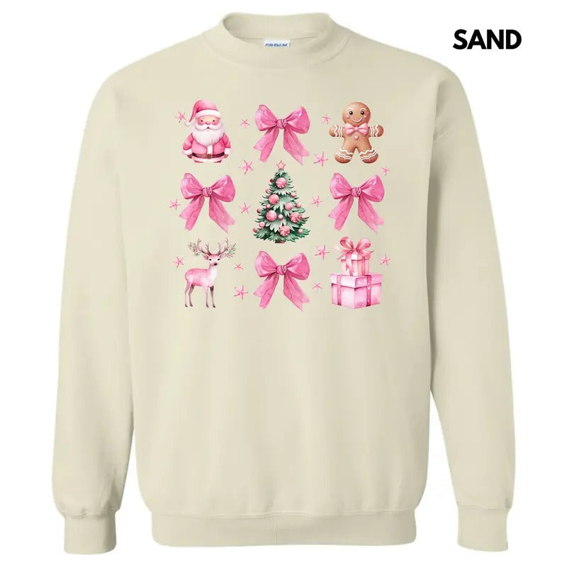 Pink Coquette Christmas Collage Sweatshirt 'NLB' T-Shirts, Hoodie | PureTeeCo.com