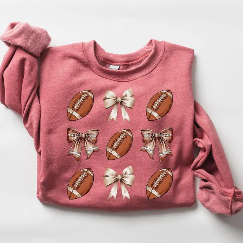 Pink Coquette Football Sweatshirt, Football Mom Sweatshirt, Sports Mom Gift, Gameday Sweatshirt, Football Gift...