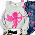 Pink Cupid Sequin Patch Sweatshirt T-Shirts, Hoodie | PureTeeCo.com