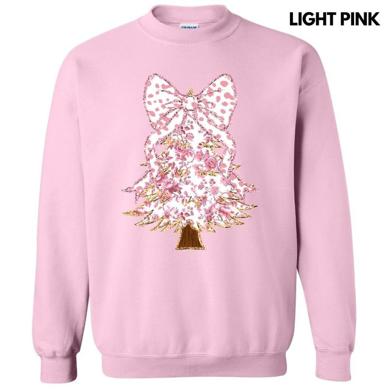 Pink Florals Christmas Tree Sweatshirt 'NLB' T-Shirts, Hoodie | PureTeeCo.com
