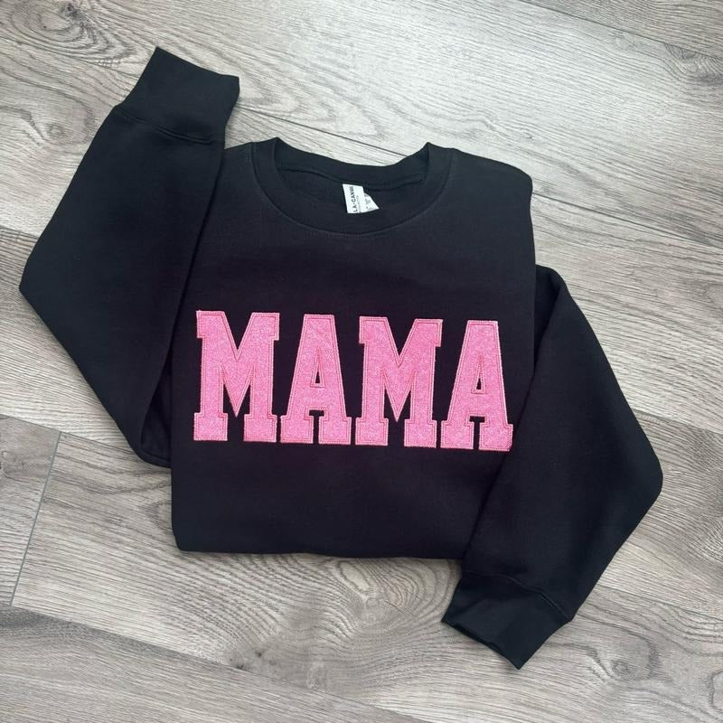 Pink Glitter Mama Crewneck T-Shirts, Hoodie, Sweatshirt | PureTeeCo.com