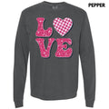Pink Love Faux Glitter Long Sleeve Comfort Colors T-Shirt Hoodie, Sweatshirt | PureTeeCo.com