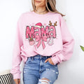 Pink Mama Christmas Sweatshirt, Mama Christmas Shirt, Pink Coquette Christmas Sweater, Merry Christmas, Christmas Doodles...