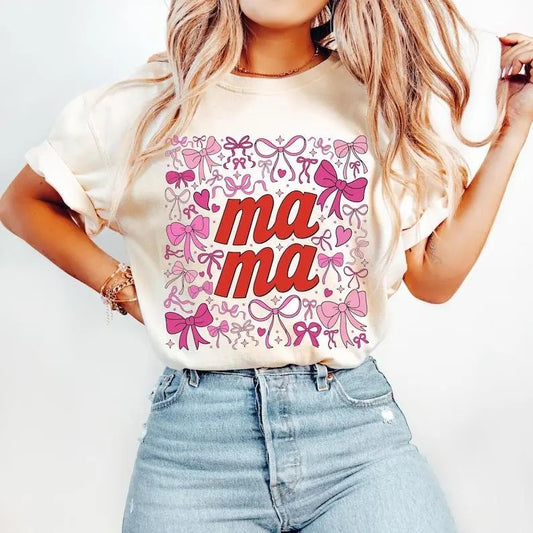 Pink Mama Coquette tShirt-sweatshirt-hoodie, Mama tshirt, Mama Varsity sweatshirt, Mothers Day tshirt, Gift for Mom sweatshirt, Retro Mama hoodie, Mama Shirt, Pink Bow Tshirt, tshirt hot trend, sweatshirt best selling 2025