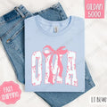 Pink Oma Bow Shirt Gildan, Women's Tee, Cute Women's Tshirt Plus Sizes Hoodie, Sweatshirt | PureTeeCo.com