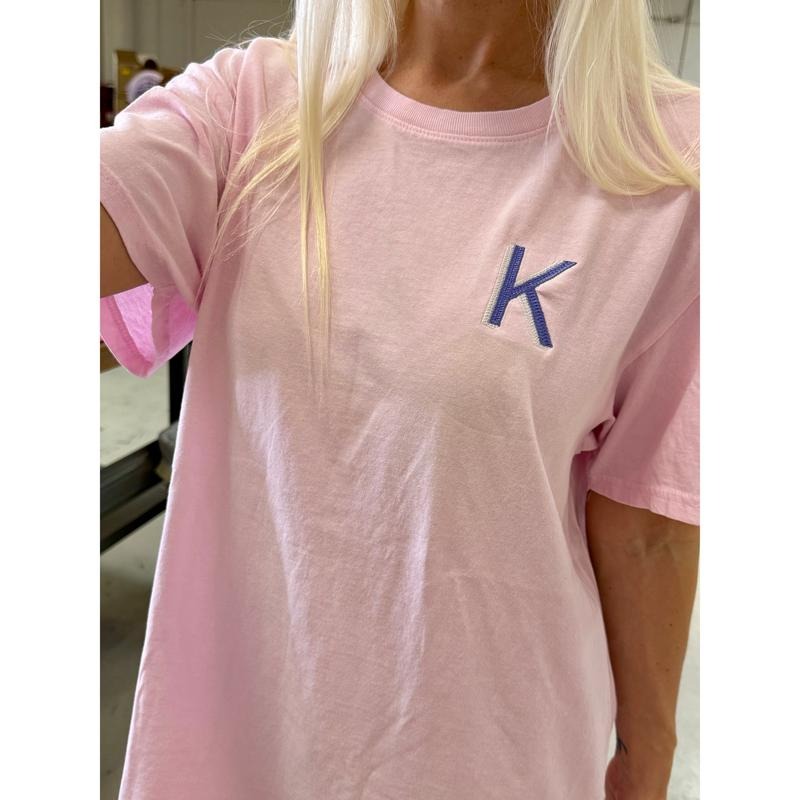 Pink Petal Embroidered Initial Tee (S-XL) Hoodie, Sweatshirt | PureTeeCo.com