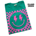 Pink Puff Checkered Happy Face Comfort Colors T-Shirt Hoodie, Sweatshirt | PureTeeCo.com