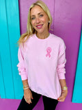 Pink Ribbon Embroidered Sweatshirt for Breast Cancer Awareness T-Shirts, Hoodie | PureTeeCo.com