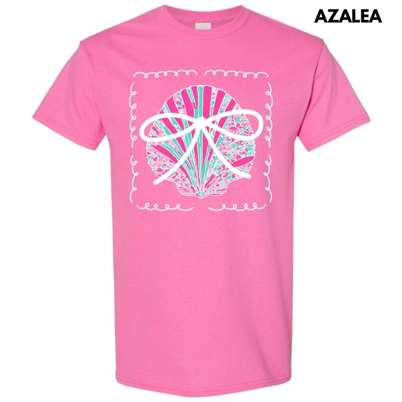 Pink Seashell Coquette Gildan Short Sleeve T-Shirt 'NLB' Hoodie, Sweatshirt | PureTeeCo.com