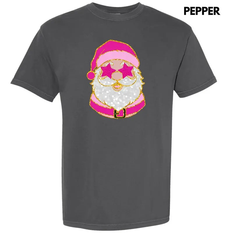 Pink Star Eyes Santa FAKE Glitter Comfort Colors T-Shirt 'NLB' Hoodie, Sweatshirt | PureTeeCo.com