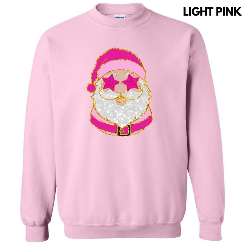 Pink Star Eyes Santa FAKE Glitter Sweatshirt 'NLB' T-Shirts, Hoodie | PureTeeCo.com