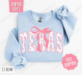 Pink Texas Bow Sweatshirt, Women's Crewneck, Cute Women's Sweater T-Shirts, Hoodie | PureTeeCo.com