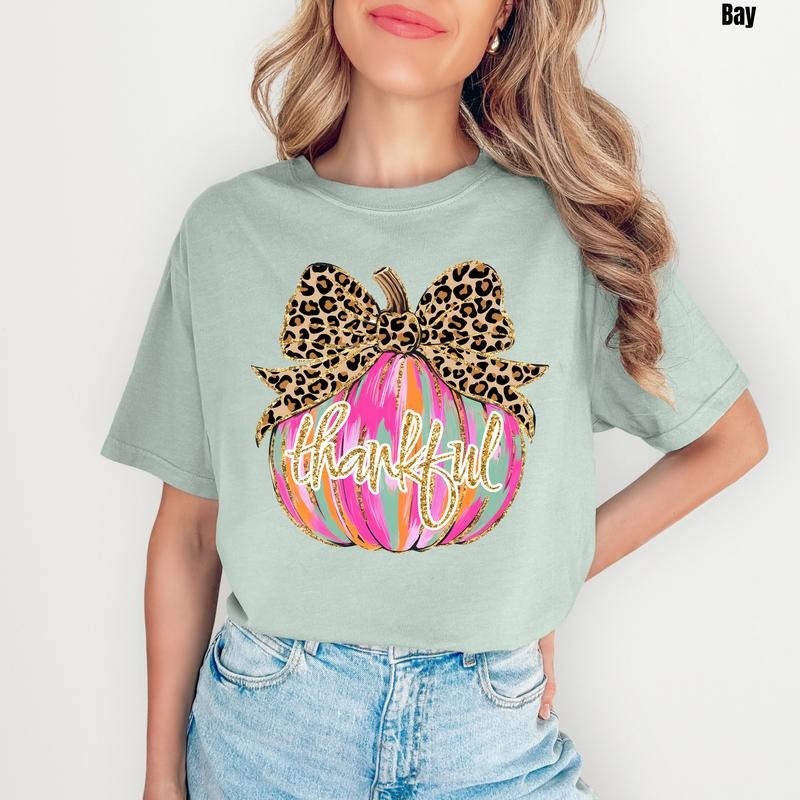 Pink Thankful Pumpkin Comfort Colors T-Shirt 'NLB' Hoodie, Sweatshirt | PureTeeCo.com