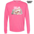 Pink Train & Santa Holiday Long Sleeve Comfort Colors T-Shirt 'NLB' Hoodie, Sweatshirt | PureTeeCo.com