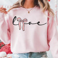 Pink Valentine Coquette Love T-Shirt, Valentine Bow Sweatshirt, Coquette Valentine's Day Crewneck, Romantic Valentine...