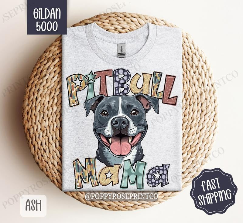 Pitbull Mama Shirt Gildan, Dog Mom Women's Tee, Cute Mama Women's Tshirt Plus Sizes Hoodie, Sweatshirt | PureTeeCo.com