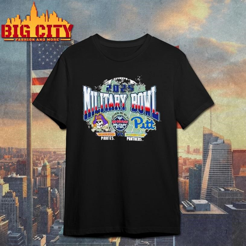Official Pittsburgh Panthers Vs East Carolina Pirates 2025 Military Bowl Dueling Helmets Champion Shirt