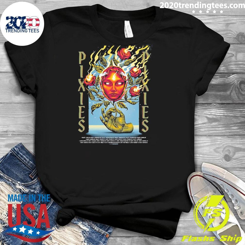 Pixies Europe And UK Tour 2026 Merch Poster Flaming Roses Art Shirt