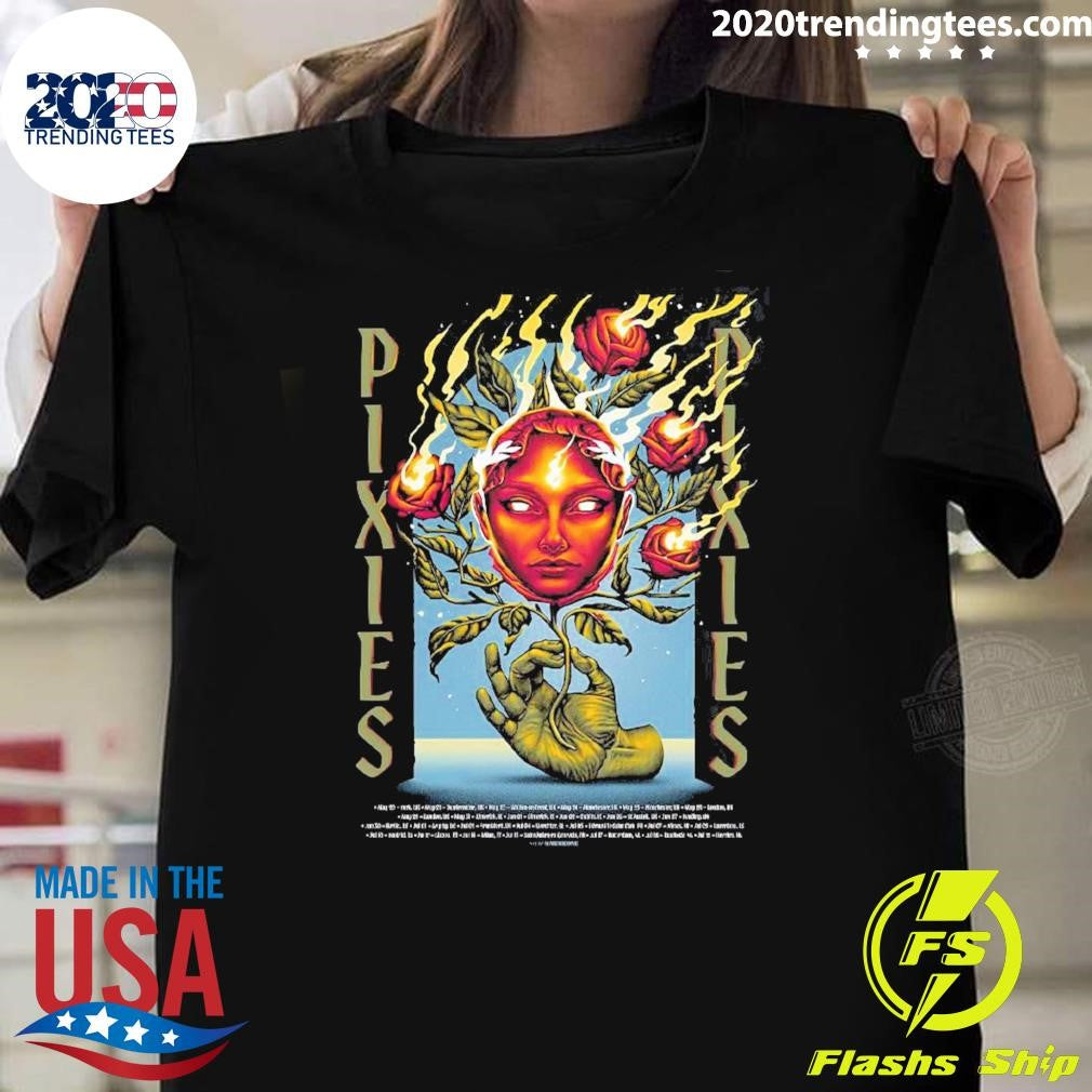 Pixies Europe And UK Tour 2026 Merch Poster Flaming Roses Art Shirt