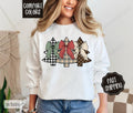 Plaid Christmas Tree Sweatshirt Comfort Colors, Preppy Christmas Crewneck,  Womens Holiday Sweater T-Shirts, Hoodie