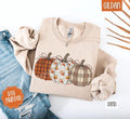 Plaid Floral Pumpkins Sweatshirt, Trendy Women's Fall Crewneck T-Shirts, Hoodie | PureTeeCo.com