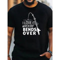 Plus Size Men's Fishing Slogan Tee - Casual Summer Essential with Breathable Fabric, Short Sleeves & Crew Neck - Ideal...