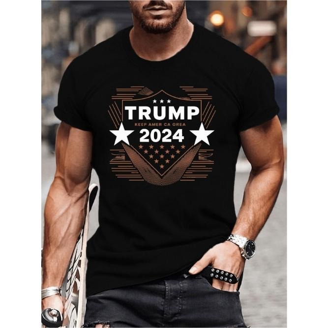 Plus size men's summer T-shirt, Trump graphic printed short sleeve T-shirt, fashion casual top, suitable for daily life,...