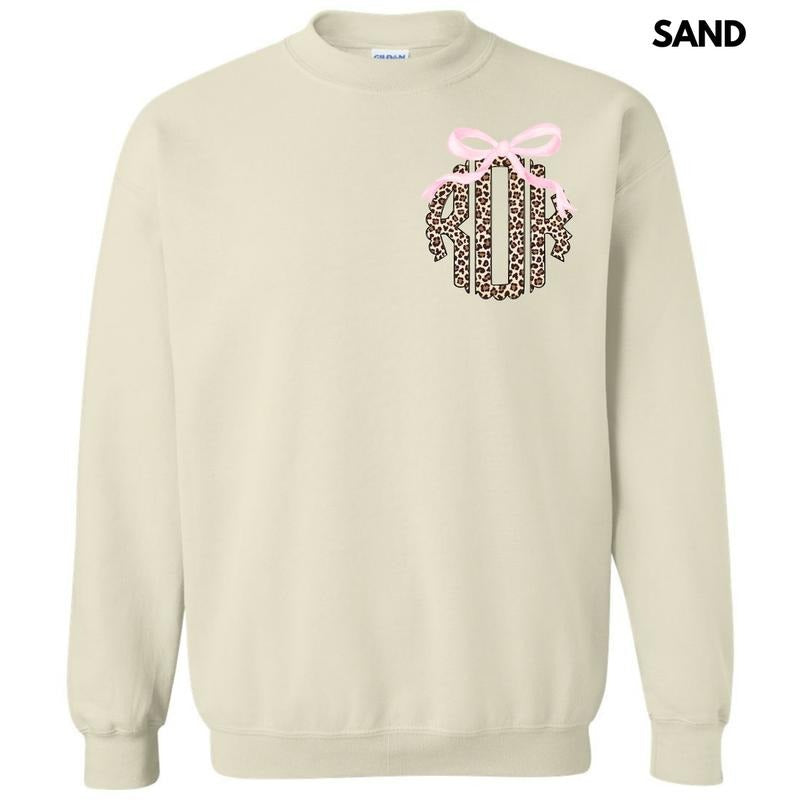 Pocket Size - Pink Bow Cheetah Monogram Sweatshirt 'NLB' T-Shirts, Hoodie | PureTeeCo.com