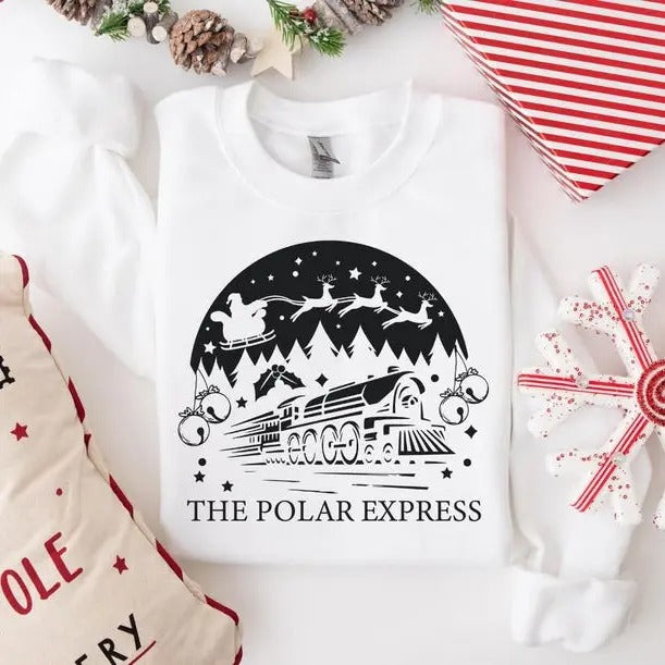 Polar Express Christmas Sweatshirt, Polar Express Ticket Hoodie, Christmas Holiday Sweater, Vintage Christmas Sweatshirt,...