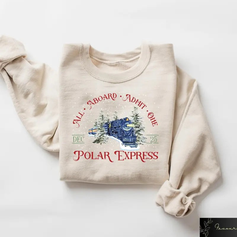 Polar Express Shirt, Christmas Gift For Family, Merry Christmas Hoodie, Christmas Gift Ideas, Xmas Crewneck Sweater...