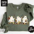 Pooh Bear Halloween Sweatshirt, Cartoon Bear Halloween Sweater, Women's Fall Crewneck T-Shirts, Hoodie | PureTeeCo.com