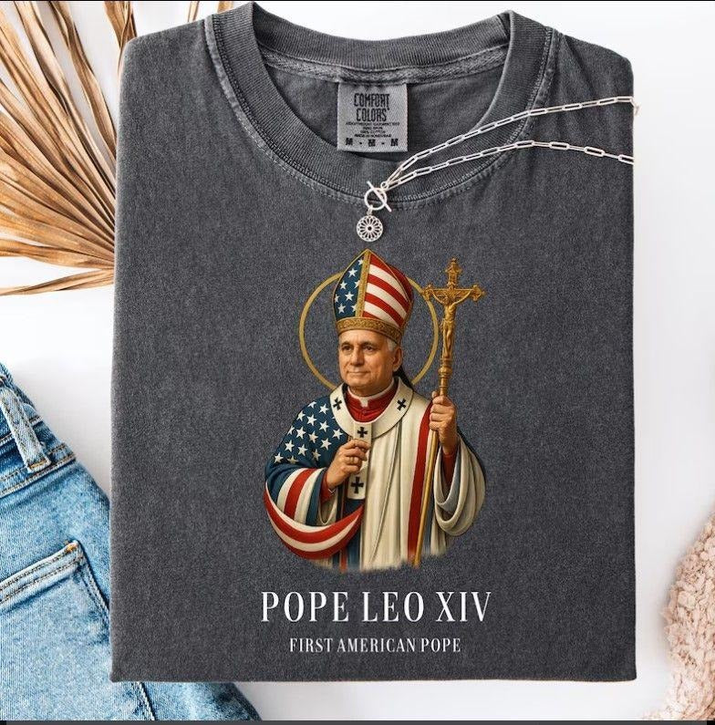 Pope Leo XIV Shirt, New Pope Shirt, American Pope Shirt, Faith Shirt Hoodie, Sweatshirt | PureTeeCo.com