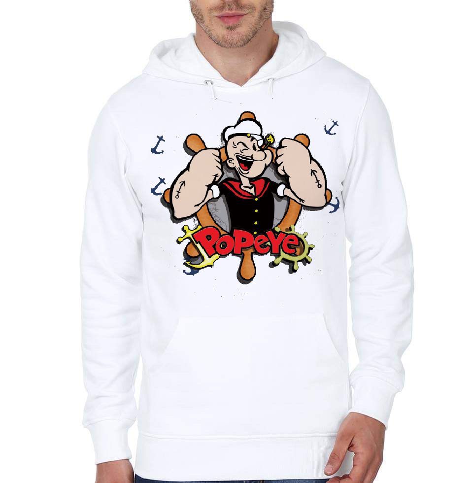 Popeye White Hoodie T-Shirts, Sweatshirt | PureTeeCo.com