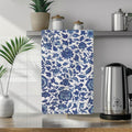 Porcelain Blue Chinoiserie Flower Print Tea Towel Housewarming Hostess Grandma Gift Kitchen Home Decor Blue Flower Dish...