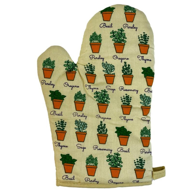 Potted Herbs Oven Mitt Cute Chef Spices Gardening Lover Gift Novelty Kitchen Glove Funny Graphic Kitchenwear Funny...