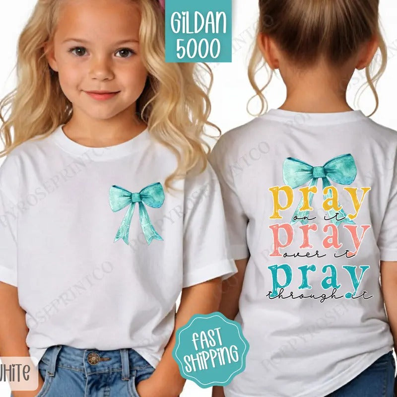 Pray On It Kids Shirt, Religious Children's Shirt, Religious Youth Tee Gildan Hoodie, Sweatshirt | PureTeeCo.com