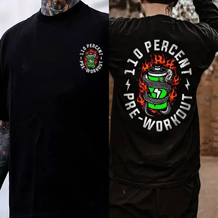Pre-workout 110 Percent Snake Dangerous Item Printed T-shirt- Double Sided Shirt, Sweatshirt, Hoodie, Motorcycle Shirt,...