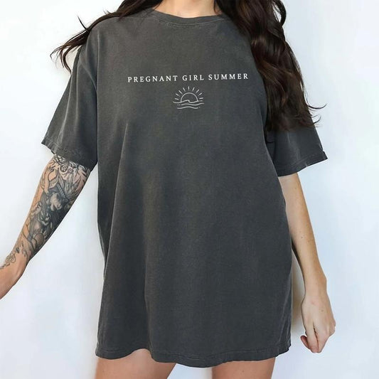 Pregnant Girl Summer Comfort Colors Shirt, Hot Mom Summer T-shirt, Pregnancy Announcement Outfits, Summer Gift For Mom, Mother's Day Gift