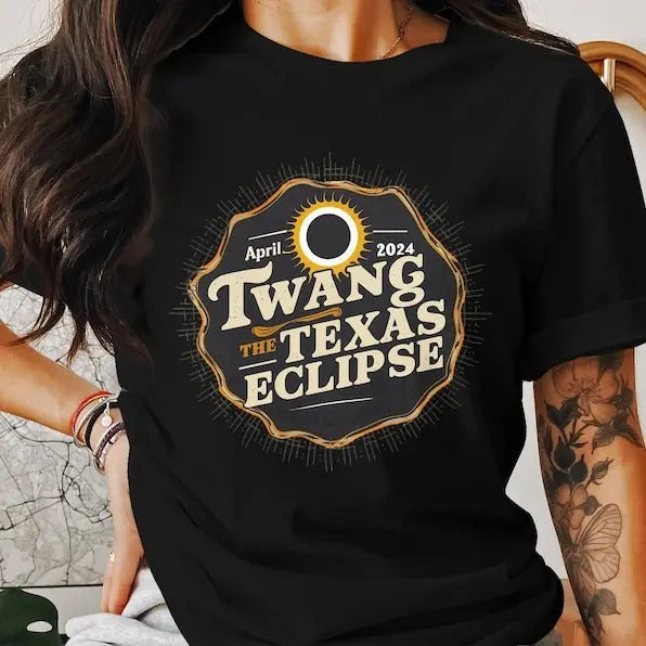 Premium  2024 Texas Eclipse T-Shirt, April Event Souvenir Tee, Retro Style Solar Eclipse Shirt, Twang The Texas Eclipse...