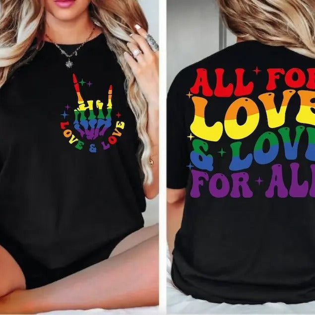 Premium  All For Love And Love For All, Pride Ally,Gay Pride sweatshirt T-Shirts, Hoodie | PureTeeCo.com