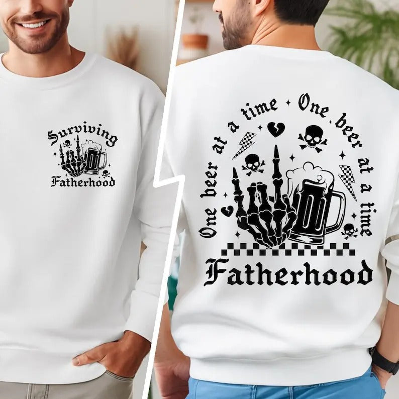 Premium  FatherHood Sweatshirt, One Beer At A Time Shirt, Dad Sweatshirt, Father Gift, Father Sweatshirt, Funny Father...