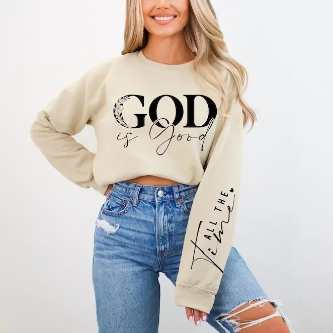 Premium  God is Good All The Time Sweatshirt, Aesthetic Christian Sweatshirt, God is Good Hoodie, Christian Gifts For...