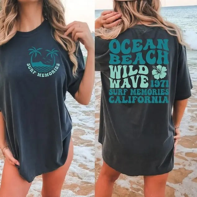 Premium  Ocean Beach , Aesthetic Tee , Trendy Shirt , California Shirt Hoodie, Sweatshirt | PureTeeCo.com