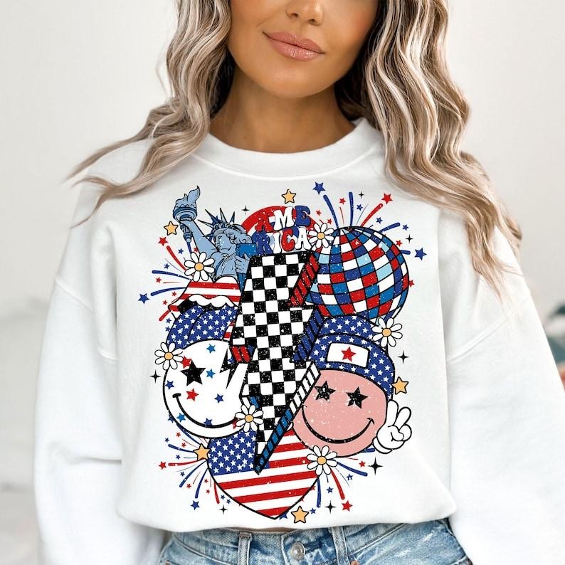 Premium  Retro 4th of July,4th of July Fourth Of July shirt Hoodie, Sweatshirt | PureTeeCo.com