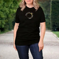Premium  Total Solar Eclipse Metallic Gold Ring of Fire Embroidered Unisex Black TShirt - Totality