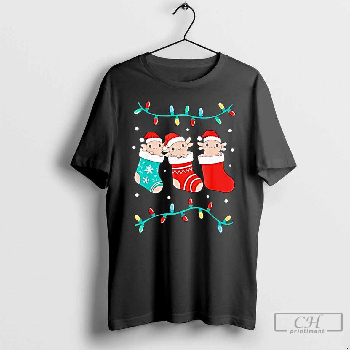 Premium Axolotl Christmas Stocking T-Shirts, Hoodie, Sweatshirt | PureTeeCo.com