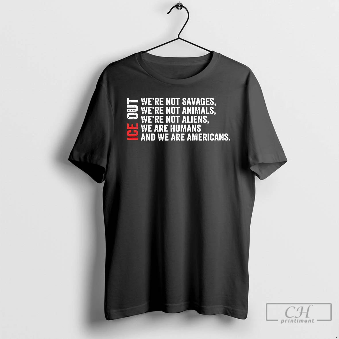 Premium Bad Bunny Ice Out Were Not Savages Animals Aliens Were Humans And Were Americans T-Shirts, Hoodie, Sweatshirt