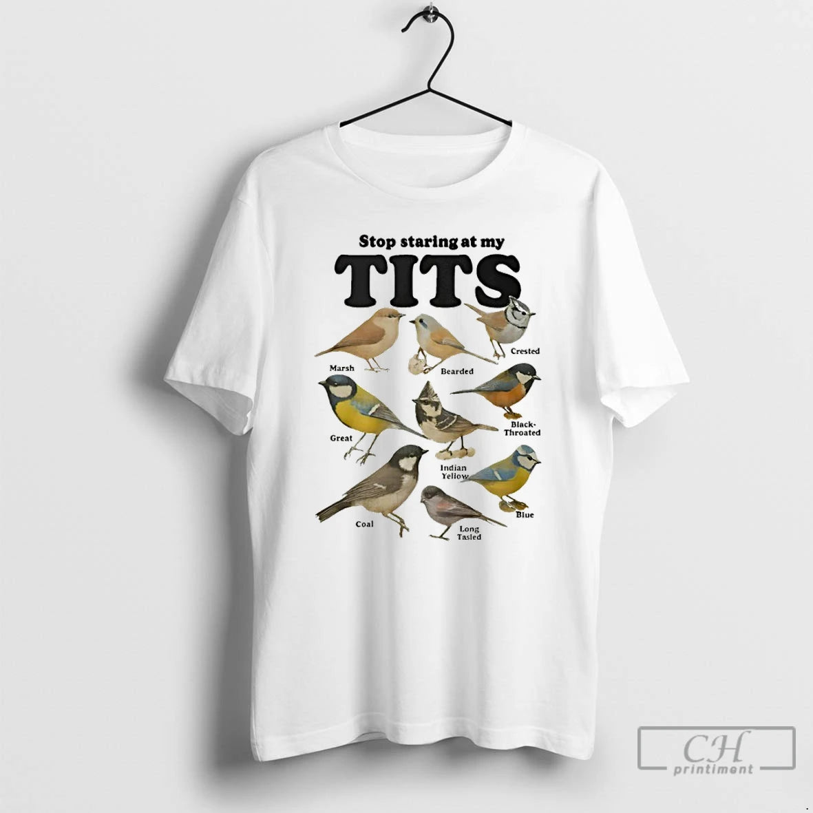 Premium Birds Stop Staring At My Tits T-Shirts, Hoodie, Sweatshirt | PureTeeCo.com